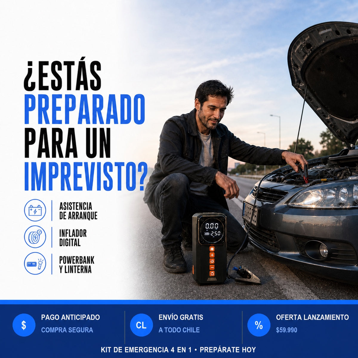 Kit de emergencia vehicular 4 en 1