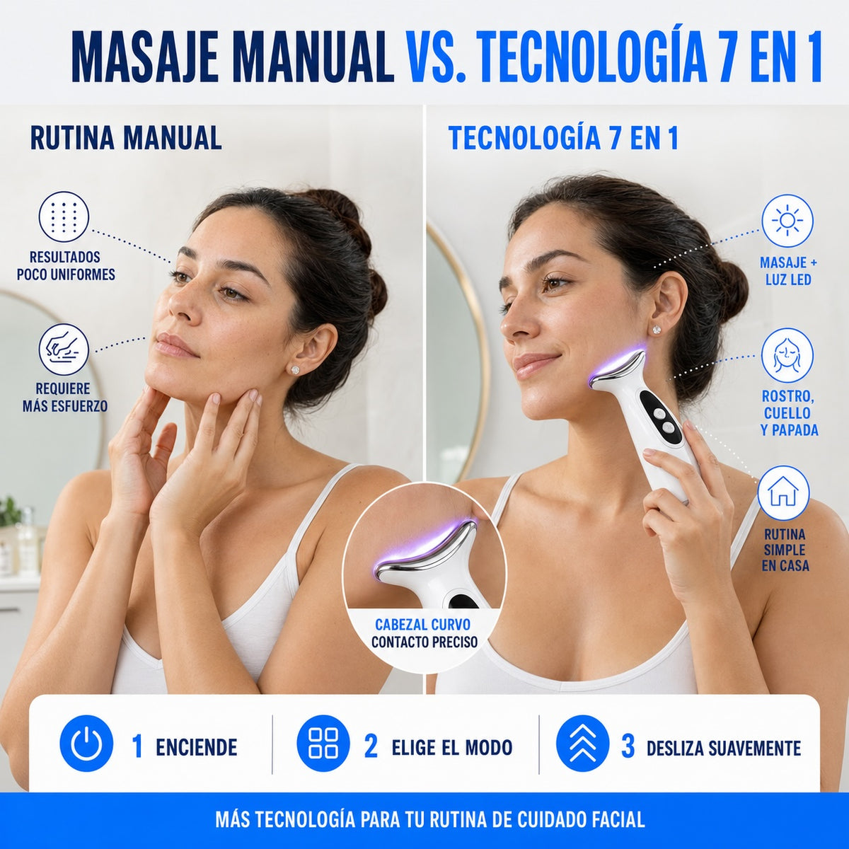 Masajeador Facial y Cuello LED Recargable