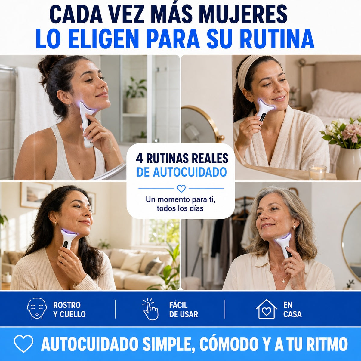 Masajeador Facial y Cuello LED Recargable