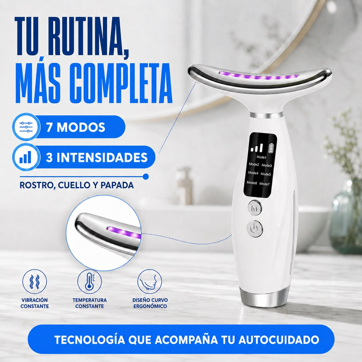 Masajeador Facial y Cuello LED Recargable