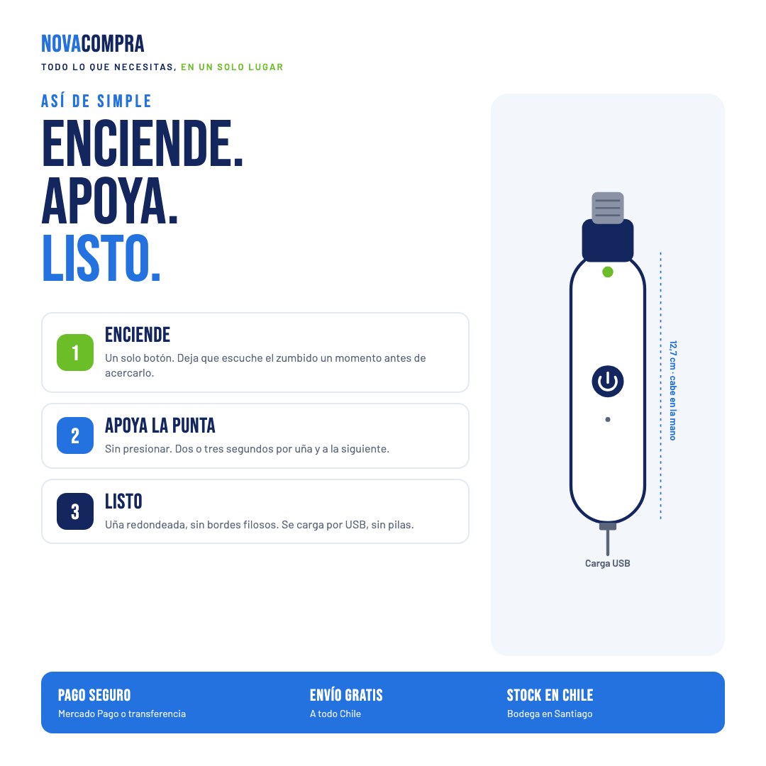 Enciende, apoya, listo: tres pasos y carga USB