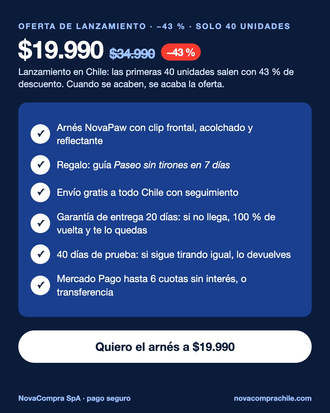 Oferta de lanzamiento: $19.990, antes $34.990, 40 unidades
