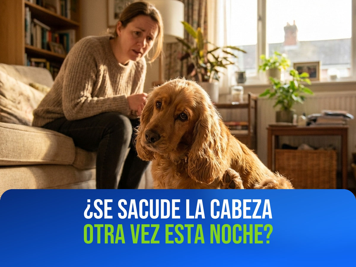 ¿Se sacude la cabeza otra vez esta noche? Perro rascándose la oreja
