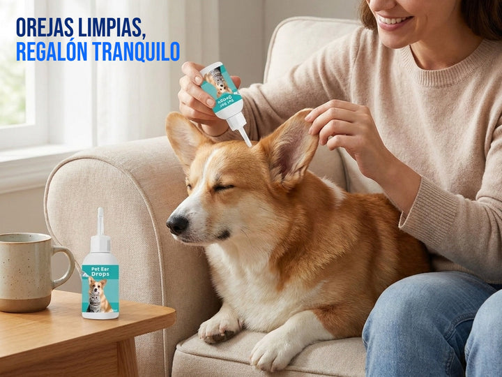 Orejas limpias, regalón tranquilo: aplicando las gotas a un perro